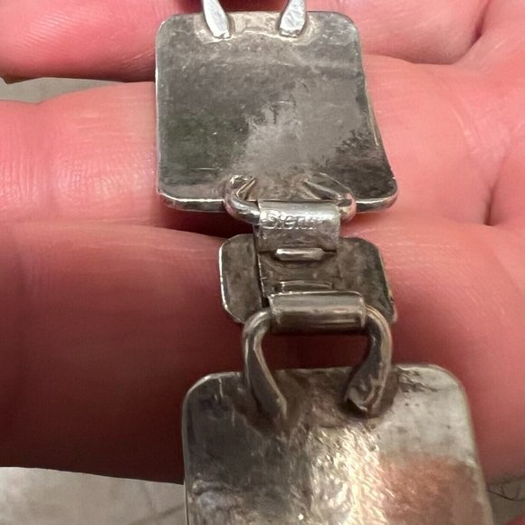 Vintage JP Sterling Silver Marquise Repousse Panel Link Bracelet 7" L, 30 Grams - Picture 14 of 15